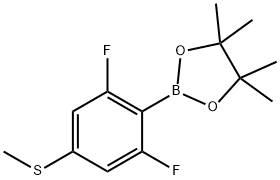 2-(2,6-difluoro-4-(methylthio)phenyl)-4,4,5,5-tetramethyl-1,3,2-dioxaborolane Struktur