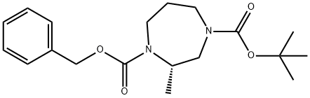 (S)-1-benzyl 4-tert-butyl 2-methyl-1,4-diazepane-1,4-dicarboxylate Struktur