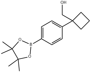 (1-(4-(4,4,5,5-tetramethyl-1,3,2-dioxaborolan-2-yl)phenyl)cyclobutyl)methanol Struktur