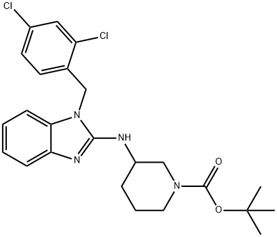 tert-butyl 3-((1-(2,4-dichlorobenzyl)-1H-benzo[d]imidazol-2-yl)amino)piperidine-1-carboxylate Struktur