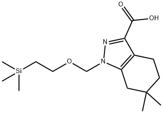 6,6-dimethyl-1-((2-(trimethylsilyl)ethoxy)methyl)-4,5,6,7-tetrahydro-1H-indazole-3-carboxylic acid Struktur