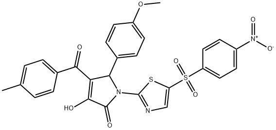 3-hydroxy-5-(4-methoxyphenyl)-4-(4-methylbenzoyl)-1-(5-((4-nitrophenyl)sulfonyl)thiazol-2-yl)-1H-pyrrol-2(5H)-one Struktur