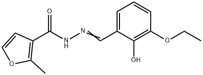 (E)-N'-(3-ethoxy-2-hydroxybenzylidene)-2-methylfuran-3-carbohydrazide Struktur
