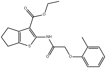 ethyl 2-(2-(o-tolyloxy)acetamido)-5,6-dihydro-4H-cyclopenta[b]thiophene-3-carboxylate Struktur