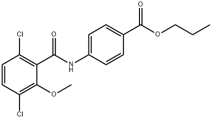 propyl 4-(3,6-dichloro-2-methoxybenzamido)benzoate Struktur