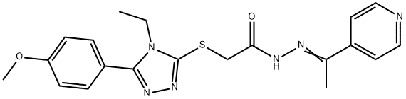 2-{[4-ETHYL-5-(4-METHOXYPHENYL)-4H-1,2,4-TRIAZOL-3-YL]SULFANYL}-N'-[(E)-1-(4-PYRIDINYL)ETHYLIDENE]ACETOHYDRAZIDE Struktur