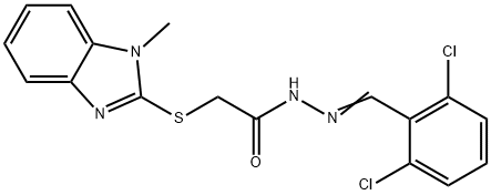 N'-[(E)-(2,6-dichlorophenyl)methylidene]-2-[(1-methyl-1H-benzimidazol-2-yl)sulfanyl]acetohydrazide Struktur