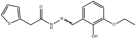 (E)-N'-(3-ethoxy-2-hydroxybenzylidene)-2-(thiophen-2-yl)acetohydrazide Struktur