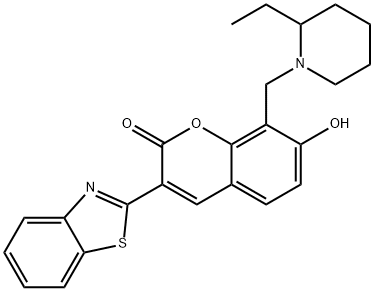 3-(1,3-benzothiazol-2-yl)-8-[(2-ethylpiperidin-1-yl)methyl]-7-hydroxy-2H-chromen-2-one Struktur