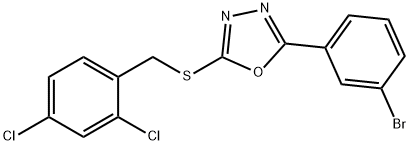 2-(3-bromophenyl)-5-[(2,4-dichlorobenzyl)sulfanyl]-1,3,4-oxadiazole Struktur