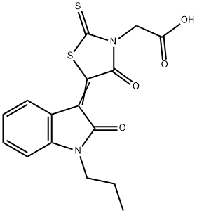 (Z)-2-(4-oxo-5-(2-oxo-1-propylindolin-3-ylidene)-2-thioxothiazolidin-3-yl)acetic acid Struktur