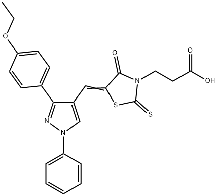 3-[(5Z)-5-{[3-(4-ethoxyphenyl)-1-phenyl-1H-pyrazol-4-yl]methylidene}-4-oxo-2-thioxo-1,3-thiazolidin-3-yl]propanoic acid Struktur