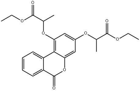 diethyl 2,2'-((6-oxo-6H-benzo[c]chromene-1,3-diyl)bis(oxy))dipropanoate Struktur