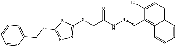 (E)-2-((5-(benzylthio)-1,3,4-thiadiazol-2-yl)thio)-N'-((2-hydroxynaphthalen-1-yl)methylene)acetohydrazide Struktur