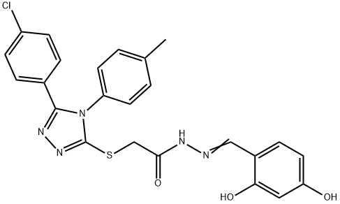 (E)-2-((5-(4-chlorophenyl)-4-(p-tolyl)-4H-1,2,4-triazol-3-yl)thio)-N'-(2,4-dihydroxybenzylidene)acetohydrazide Structure