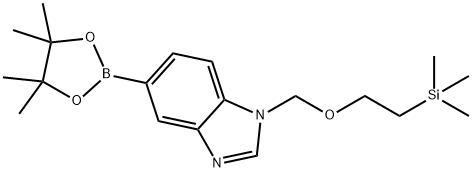 5-(4,4,5,5-tetramethyl-1,3,2-dioxaborolan-2-yl)-1-[[2-(trimethylsilyl)ethoxy]methyl]-1H-Benzimidazole Struktur