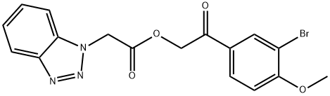 2-(3-bromo-4-methoxyphenyl)-2-oxoethyl 2-(1H-benzo[d][1,2,3]triazol-1-yl)acetate Struktur