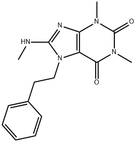 1,3-dimethyl-8-(methylamino)-7-(2-phenylethyl)-3,7-dihydro-1H-purine-2,6-dione Struktur