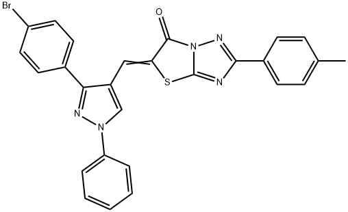 (5Z)-5-{[3-(4-bromophenyl)-1-phenyl-1H-pyrazol-4-yl]methylidene}-2-(4-methylphenyl)[1,3]thiazolo[3,2-b][1,2,4]triazol-6(5H)-one Struktur