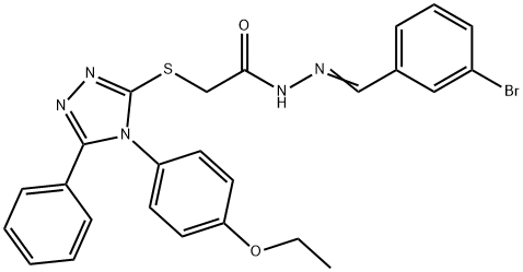 N'-[(E)-(3-bromophenyl)methylidene]-2-{[4-(4-ethoxyphenyl)-5-phenyl-4H-1,2,4-triazol-3-yl]sulfanyl}acetohydrazide Struktur