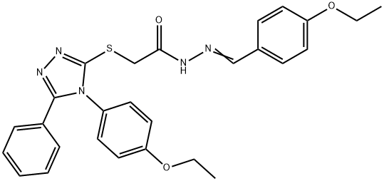 N'-[(E)-(4-ethoxyphenyl)methylidene]-2-{[4-(4-ethoxyphenyl)-5-phenyl-4H-1,2,4-triazol-3-yl]sulfanyl}acetohydrazide Struktur