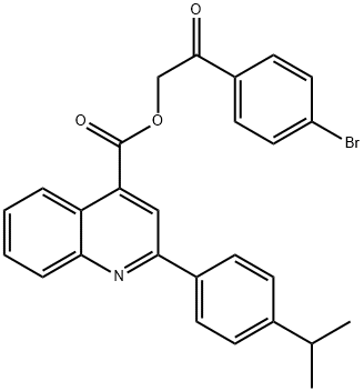 2-(4-bromophenyl)-2-oxoethyl 2-[4-(propan-2-yl)phenyl]quinoline-4-carboxylate Struktur