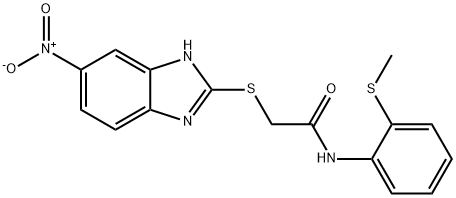 N-[2-(methylsulfanyl)phenyl]-2-[(5-nitro-1H-benzimidazol-2-yl)sulfanyl]acetamide Struktur