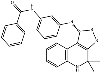 N-(3-{[(1Z)-4,4-dimethyl-4,5-dihydro-1H-[1,2]dithiolo[3,4-c]quinolin-1-ylidene]amino}phenyl)benzamide Struktur