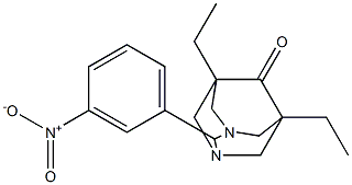 5,7-diethyl-2-(3-nitrophenyl)-1,3-diazaadamantan-6-one Struktur