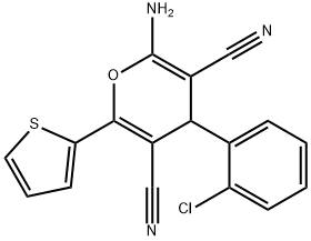 2-amino-4-(2-chlorophenyl)-6-(thiophen-2-yl)-4H-pyran-3,5-dicarbonitrile Struktur