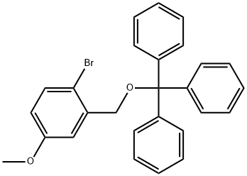 (((2-Bromo-5-methoxybenzyl)oxy)methanetriyl)tribenzene Struktur