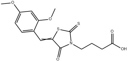 4-[(5Z)-5-(2,4-dimethoxybenzylidene)-4-oxo-2-thioxo-1,3-thiazolidin-3-yl]butanoic acid Struktur