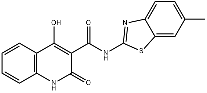 4-Hydroxy-2-oxo-1,2-dihydro-quinoline-3-carboxylic acid (6-methyl-benzothiazol-2-yl)-amide Struktur