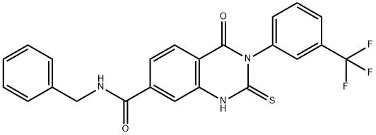 1,2,3,4-Tetrahydro-4-oxo-N-(phenylmethyl)-2-thioxo-3-[3-(trifluoromethyl)phenyl]-7-quinazolinecarboxamide Struktur