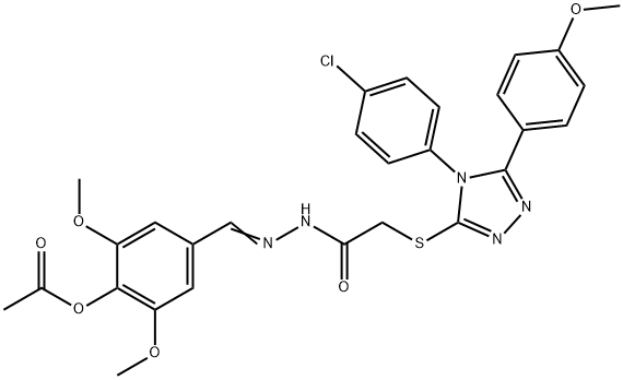 4-{(E)-[2-({[4-(4-chlorophenyl)-5-(4-methoxyphenyl)-4H-1,2,4-triazol-3-yl]sulfanyl}acetyl)hydrazinylidene]methyl}-2,6-dimethoxyphenyl acetate Struktur