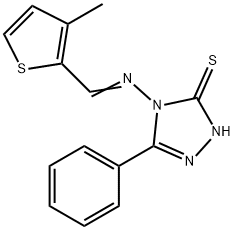 4-{[(3-methylthiophen-2-yl)methylidene]amino}-5-phenyl-4H-1,2,4-triazole-3-thiol Struktur