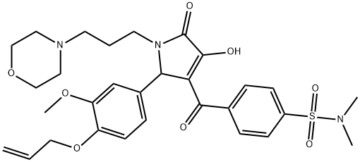 4-(2-(4-(allyloxy)-3-methoxyphenyl)-4-hydroxy-1-(3-morpholinopropyl)-5-oxo-2,5-dihydro-1H-pyrrole-3-carbonyl)-N,N-dimethylbenzenesulfonamide Struktur