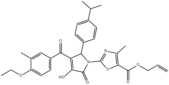 allyl 2-(3-(4-ethoxy-3-methylbenzoyl)-4-hydroxy-2-(4-isopropylphenyl)-5-oxo-2,5-dihydro-1H-pyrrol-1-yl)-4-methylthiazole-5-carboxylate Struktur