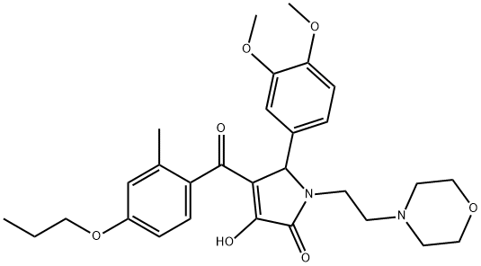 5-(3,4-dimethoxyphenyl)-3-hydroxy-4-(2-methyl-4-propoxybenzoyl)-1-(2-morpholinoethyl)-1H-pyrrol-2(5H)-one Struktur