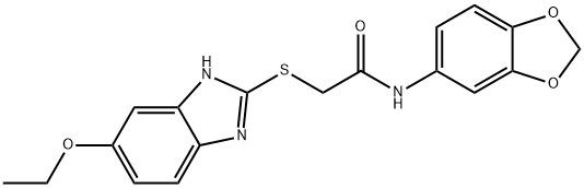 N-(1,3-benzodioxol-5-yl)-2-[(5-ethoxy-1H-benzimidazol-2-yl)sulfanyl]acetamide Struktur