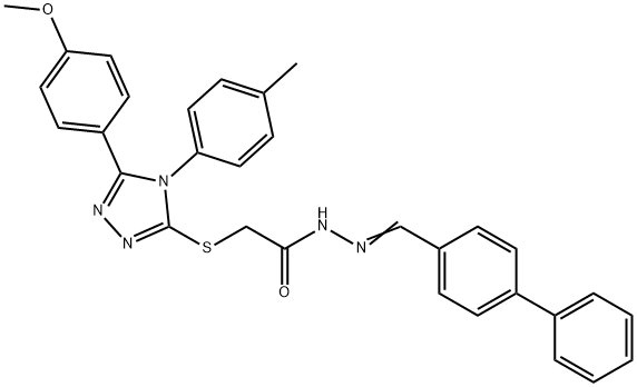 N'-[(Z)-biphenyl-4-ylmethylidene]-2-{[5-(4-methoxyphenyl)-4-(4-methylphenyl)-4H-1,2,4-triazol-3-yl]sulfanyl}acetohydrazide Struktur