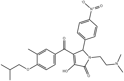1-(2-(dimethylamino)ethyl)-3-hydroxy-4-(4-isobutoxy-3-methylbenzoyl)-5-(4-nitrophenyl)-1H-pyrrol-2(5H)-one Struktur