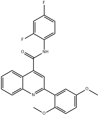 N-(2,4-difluorophenyl)-2-(2,5-dimethoxyphenyl)-4-quinolinecarboxamide Struktur