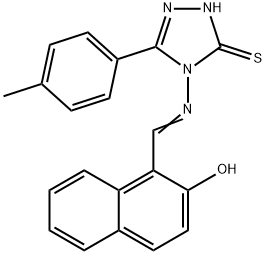 (E)-1-(((3-mercapto-5-(p-tolyl)-4H-1,2,4-triazol-4-yl)imino)methyl)naphthalen-2-ol Struktur