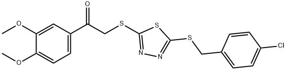 2-({5-[(4-chlorobenzyl)sulfanyl]-1,3,4-thiadiazol-2-yl}sulfanyl)-1-(3,4-dimethoxyphenyl)ethanone Struktur