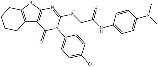 2-{[3-(4-chlorophenyl)-4-oxo-3,4,5,6,7,8-hexahydro[1]benzothieno[2,3-d]pyrimidin-2-yl]sulfanyl}-N-[4-(dimethylamino)phenyl]acetamide Struktur