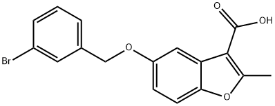 5-((3-bromobenzyl)oxy)-2-methylbenzofuran-3-carboxylic acid Struktur