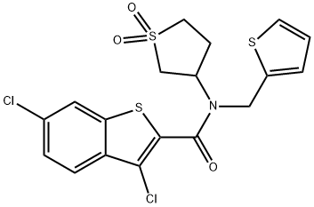 3,6-dichloro-N-(1,1-dioxidotetrahydrothiophen-3-yl)-N-(thiophen-2-ylmethyl)-1-benzothiophene-2-carboxamide Struktur