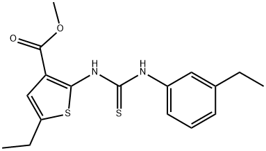 methyl 5-ethyl-2-(3-(3-ethylphenyl)thioureido)thiophene-3-carboxylate Struktur