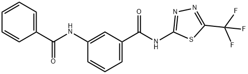 3-[(phenylcarbonyl)amino]-N-[5-(trifluoromethyl)-1,3,4-thiadiazol-2-yl]benzamide Struktur